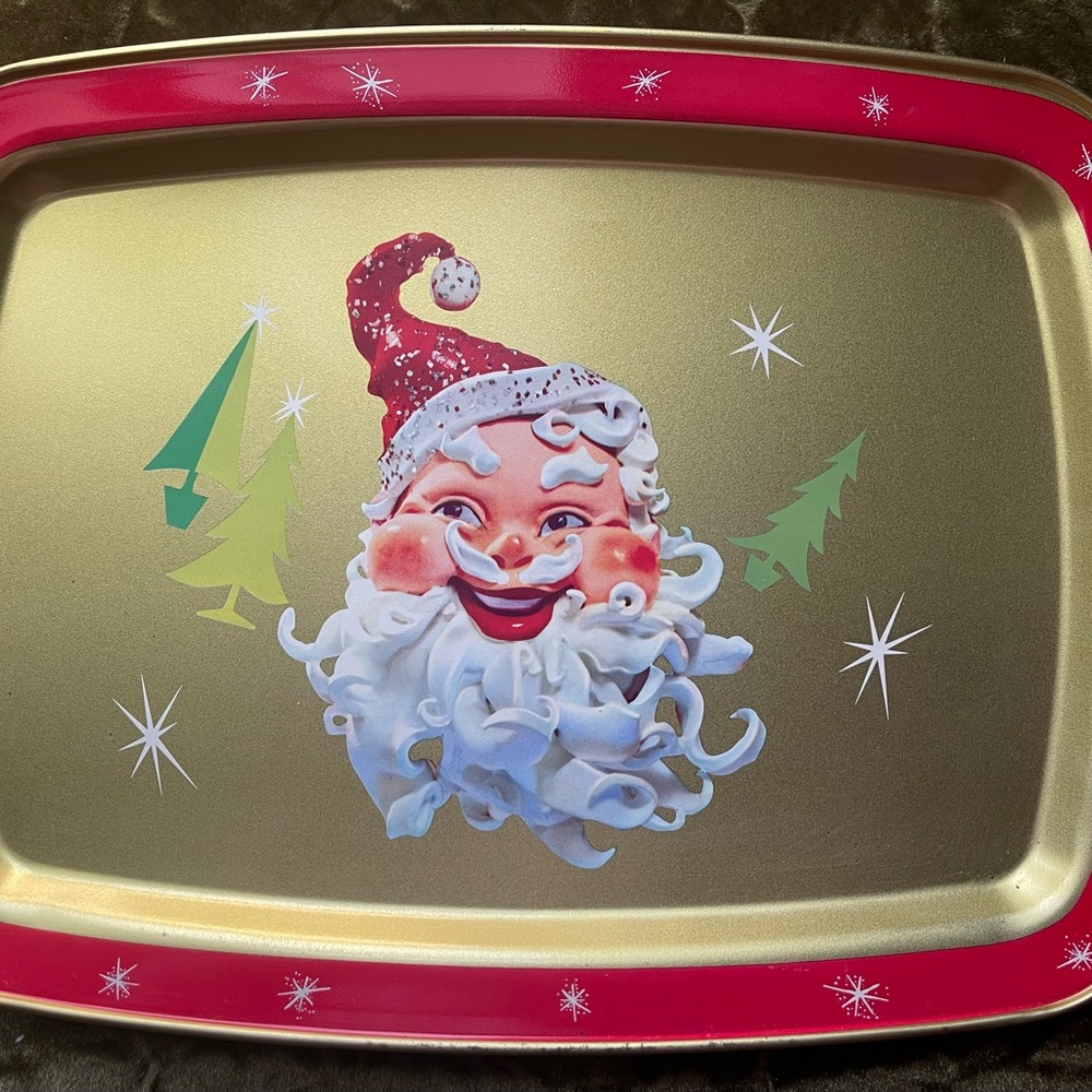 Vintage St Nick Kitsch Christmas Tray